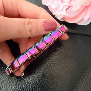Rainbow Iridescent Italian-Style Stacking Bracelet – 18 Link